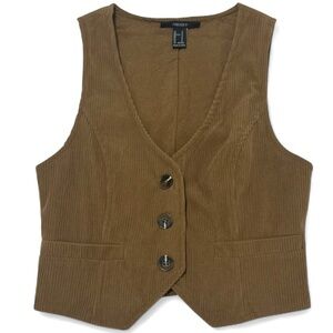 Forever 21 - Brown Corduroy Cropped & Lined Vest – Size Small - EUC